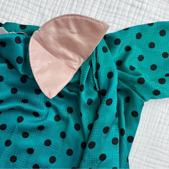 La Chine Classic by Galinda Wang vintage teal blue polka dot button down - Picture 7 of 13